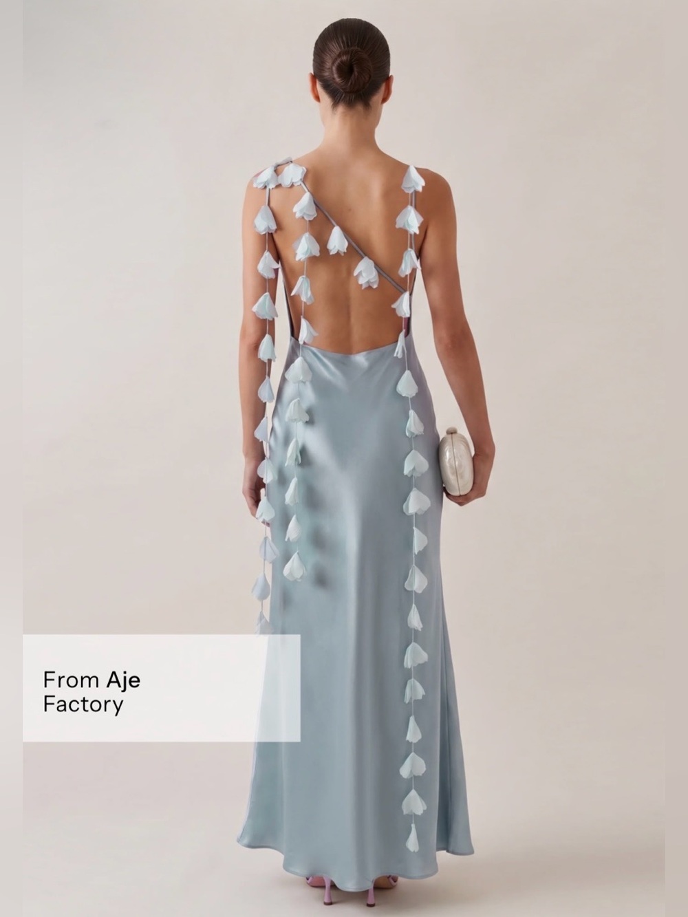 o.p.t. Ingrid Silk Blend Dress XS Light Blue NWT Aje Style Open Back Gown